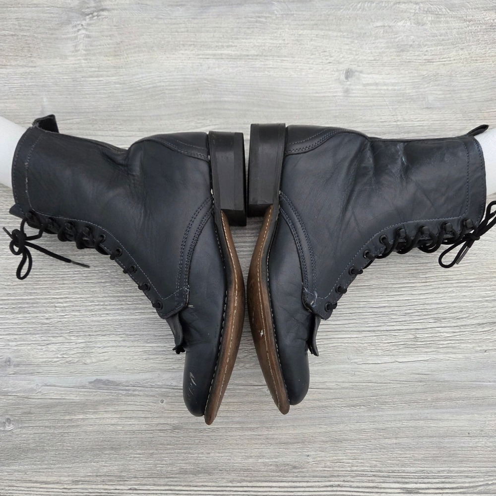Laredo Packer Boots Black Leather Lace Up Kiltie Fringe Women 7 - Picture 5 of 11